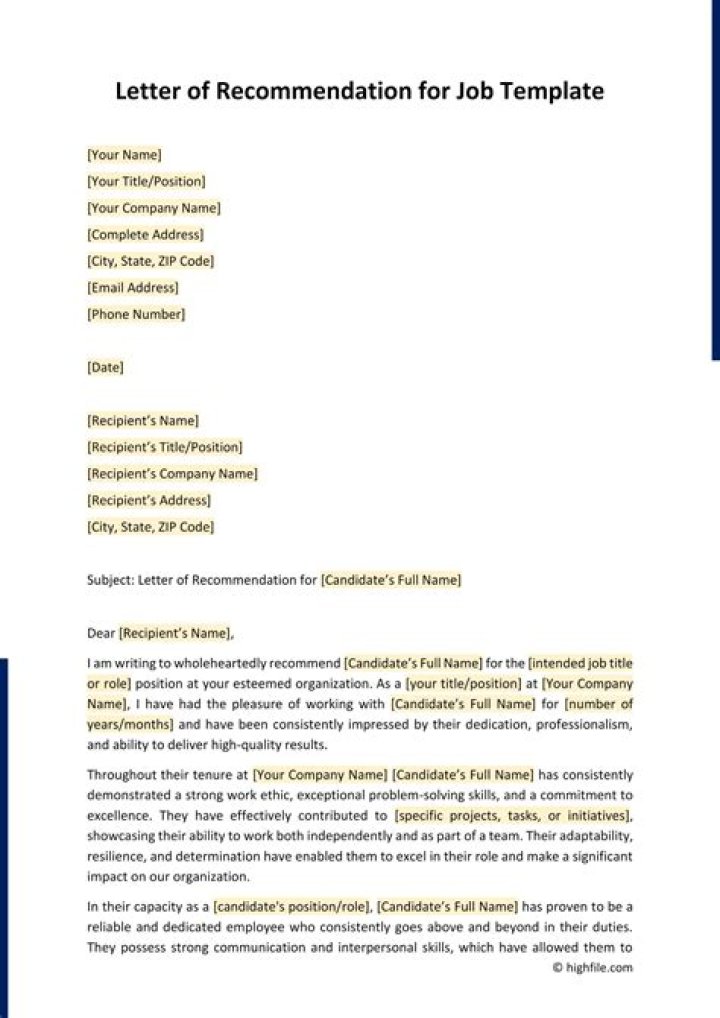 How do you write a letter of recommendation for a new job?
