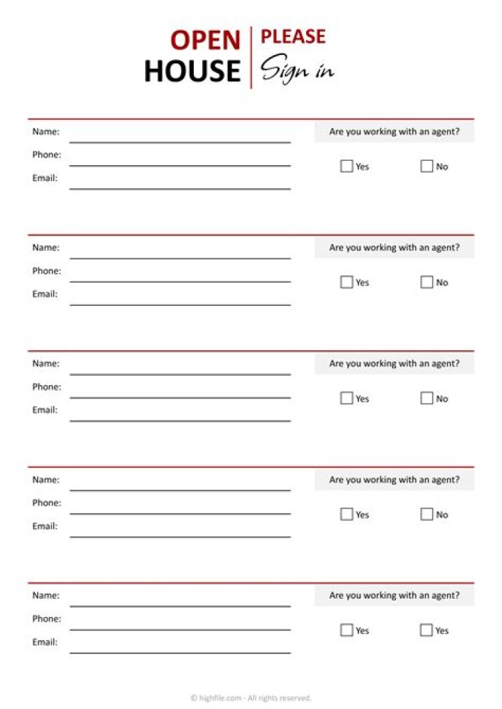 Should sign in sheets be open house?