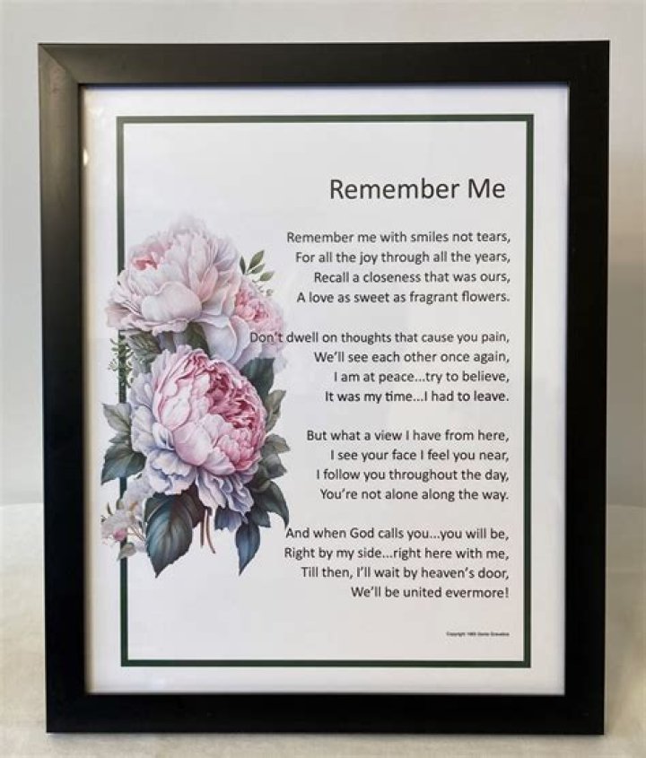 What are the words to the poem Remember Me?