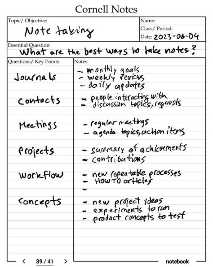 What is the best practice for note taking?
